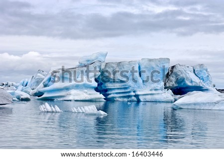 The famous Jokulsarlon glacier lake in Iceland, where the icebergs, originating from the Vatnajokull float. This location was used for various action movies.