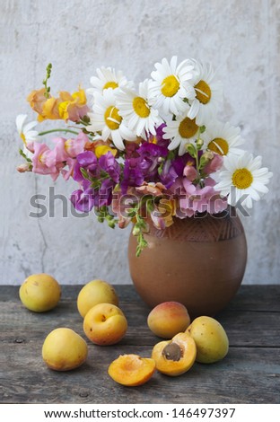 fresh fruits and flowers still life