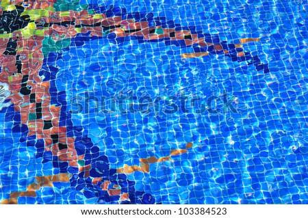 mosaic pattern of clean water in blue swimming pool