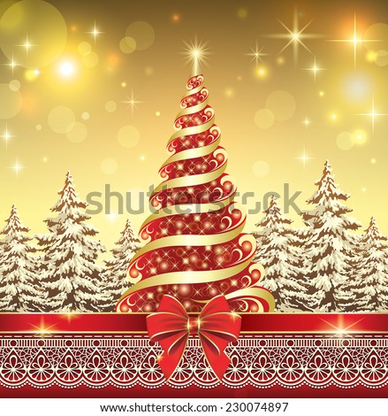 Christmas card with Christmas tree Christmas card with Christmas tree