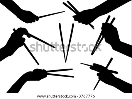 stock vector : moving hand with chopstick