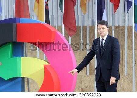 MILAN EXPO, MAY 1 2015: Prime Minister Matteo Renzi during is speech at the opening ceremony of Expo 2015