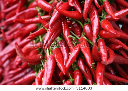 Red chili pepper strings in hungary