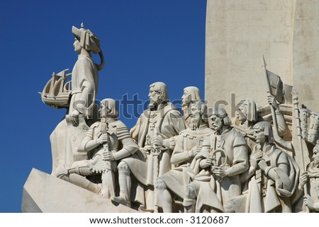 The Monument to the Discoveries in Lisbon with blue sky