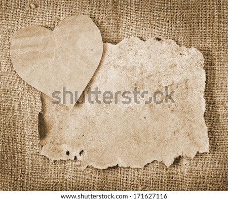 valentine and old paper on the background of old cloth