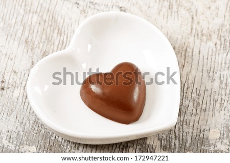 chocolate heart on a plate in the shape of heart