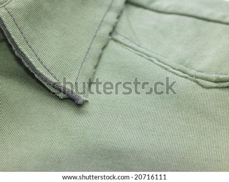 A green shirt collar