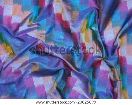 Silky Multi color blue with checks background