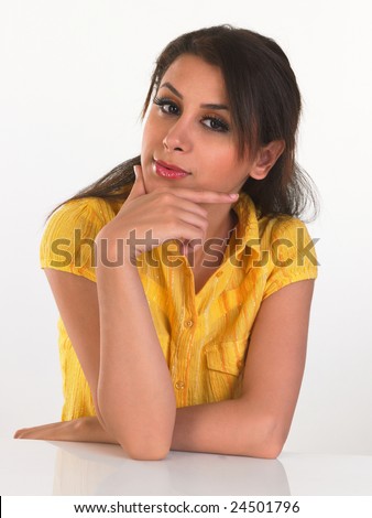 stock photo Teenage sexy girl with nice face expression