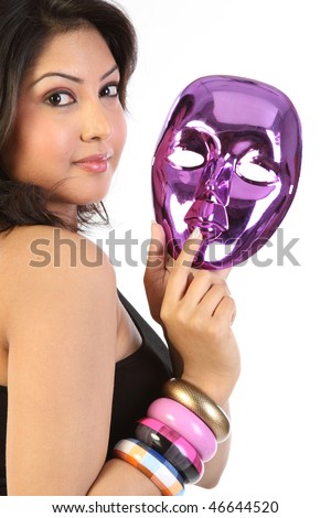 stock photo Beautiful chubby woman with face mask