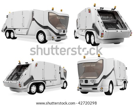 Isolated collection of concept trash truck