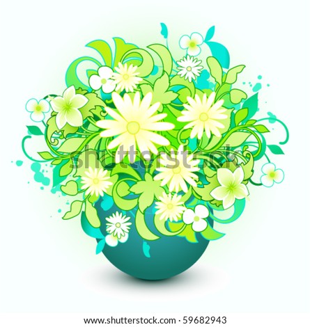 Bunch Of Flower On A White Background Stock Vector Illustration