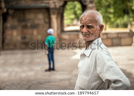 Old man portrait on the streets of New Delhi. 26 May, 2013. Delhi, India.
