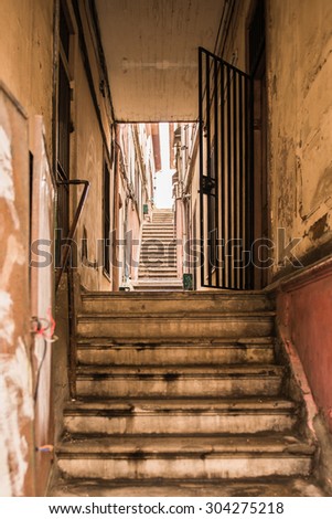 Old stairs at Valparaiso city.