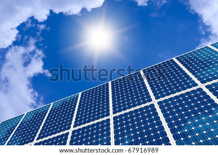 Concept of solar panel and sun