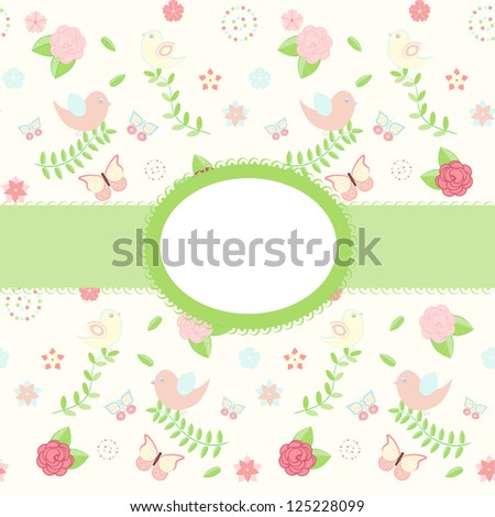 Background with flowers and birds