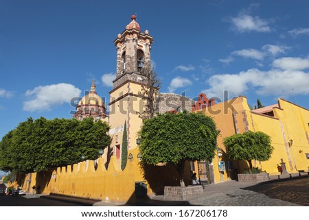 San Miguel De Allende, Mexico - Dec 07: The Historic Mexican City Of San Miguel De Allende, Mexico, 07 December, 2013. The City San Miguel De Allende Is Protected By Unesco