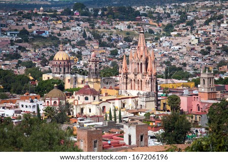 SAN MIGUEL DE ALLENDE, MEXICO - DEC 07: The historic Mexican city of San Miguel de Allende, Mexico, 07 December, 2013. The city San Miguel de Allende is protected by UNESCO