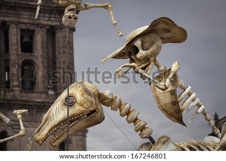 Mexico City, Mexico, Nov 30: Huge Sculpture Of Skeletons On A Main Square Of Mexico City During A Holiday Day Dead, Mexico, 30 November, 2013. Day Dead Is The Most Popular Holiday In Mexico