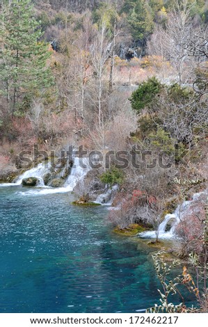 waterfall at Jiuzhaigou National Park Valley scenic and historic interest area, Sichuan, China