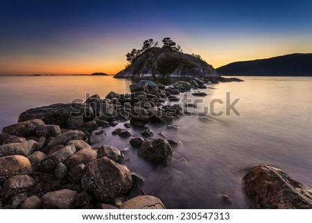 Tide rising at Dusk in Whytecliff Park, Vancouver, British Columbia, Canada