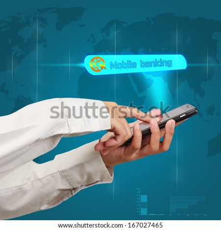 Modern mobile phone in a  businessman hand. online transaction concept mobile banking