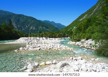 Beautiful nature in Bovec, Glacial valley (Soca valley), Slovenia, Europe