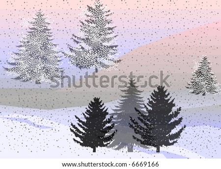 Snowy Winter Landscape Illustration - Please check some other landscape illustrations from my portfolio