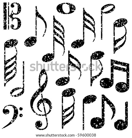 stock vector Grunge music notes vector