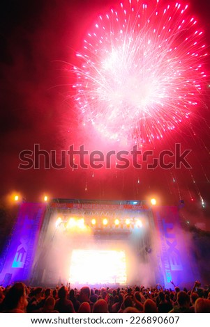 NOVI SAD, SERBIA - JULY 10: Exit Festival Opening Ceremony on July 10, 2014 in Petrovaradin fortress