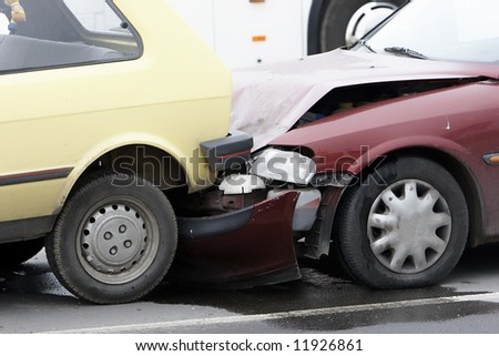 car crash , car accident on the road