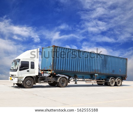 Container truck parking with blue sky