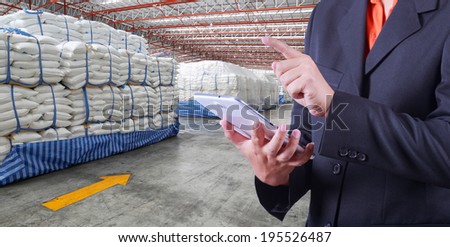 tablet to handle export and import goods stock  in warehouse