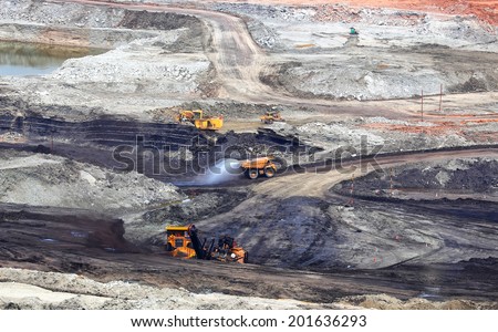 Production useful minerals. the dump truck at mining coal
