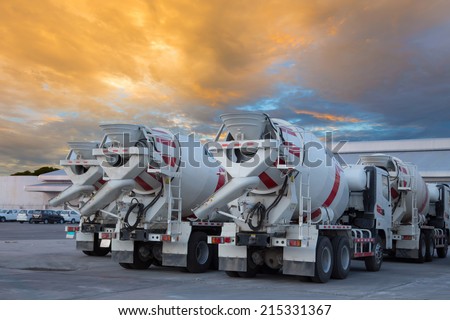 cement mixers car with beautiful sky