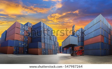 Industrial Container yard with forklift working for Logistic Import Export business