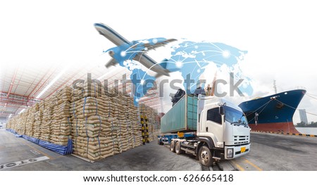 Management logistics of Industrial Container Cargo for Import Export business.(Elements of this image furnished by NASA)