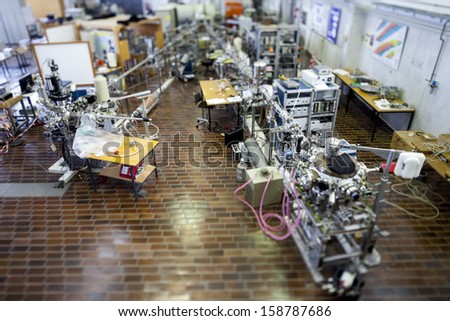 Interior of nuclear laboratory-ION accelerator-miniature effect
