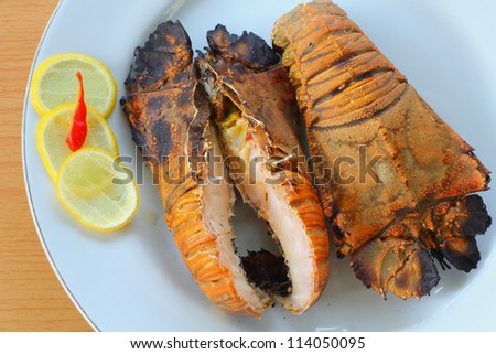 Grilled mantis shrimp on plate