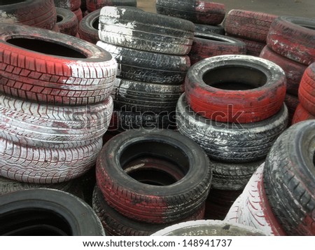 Old tires stacked - background texture