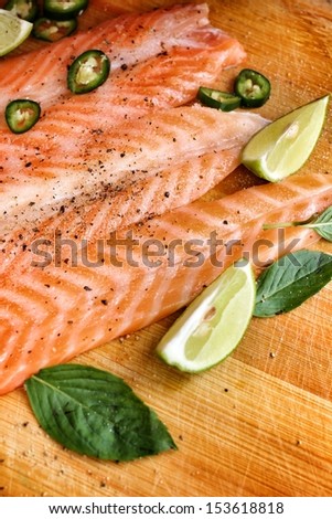 Fresh salmon with spices