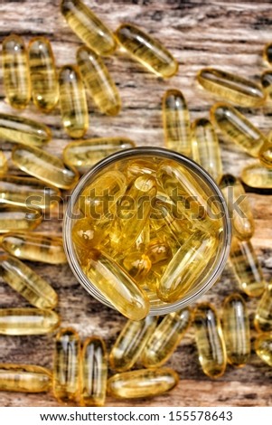 Close-up of cod liver oil capsules