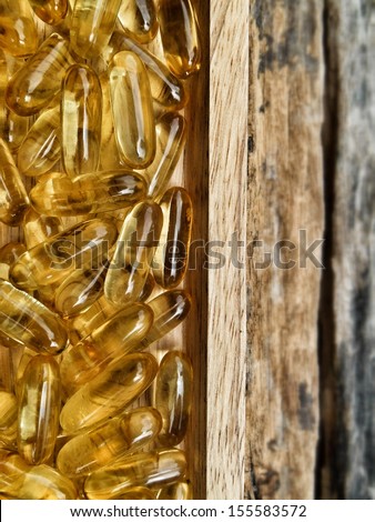 Close-up of cod liver oil capsules