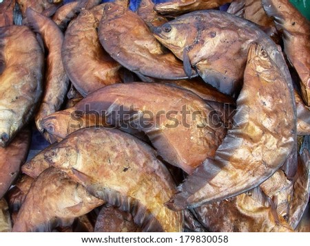 A lot of smoked fish