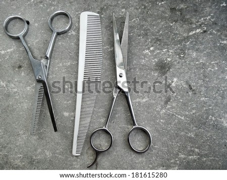 Hair cutting shears and comb
