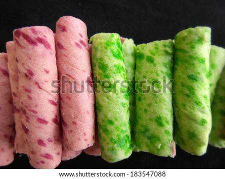 Colorful wafer roll sticks cream rolls