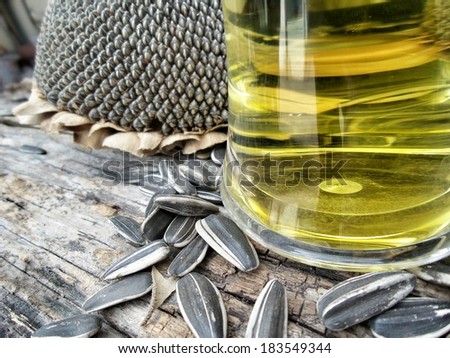 Sunflower oil ,dry flower and seeds