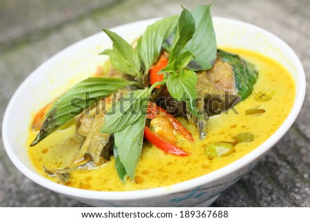 Taste of curry coconut milk and fish