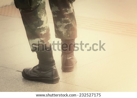 Military shoes and legs