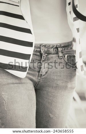 Woman waist with jeans
